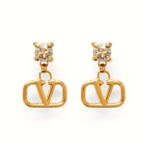 Bông tai Valentino Women Vlogo Signature Metal and Rhinestone Earrings
