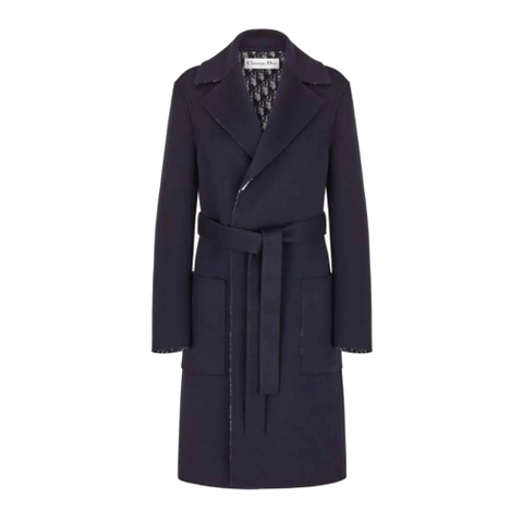 ÁO Dior Women Coat Blue Double-Sided Wool