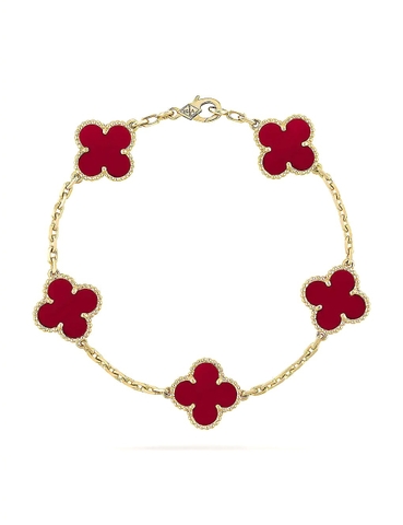 Lắc tay VAN CLEEF & ARPELS Vintage Alhambra yellow-gold and carnelian bracelet18K GOLD