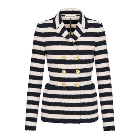 ÁO Dior Women Mariniere Marlene Jacket Navy Blue and Ecru Double-Breasted Cotton Knit