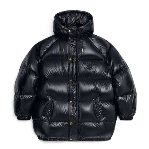 ÁO Celine Women Triomphe Down Jacket in Lightweight Nylon-Black