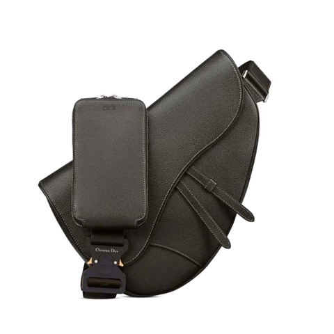 TÚI Dior Maxi Saddle Bag Black Grained Calfskin