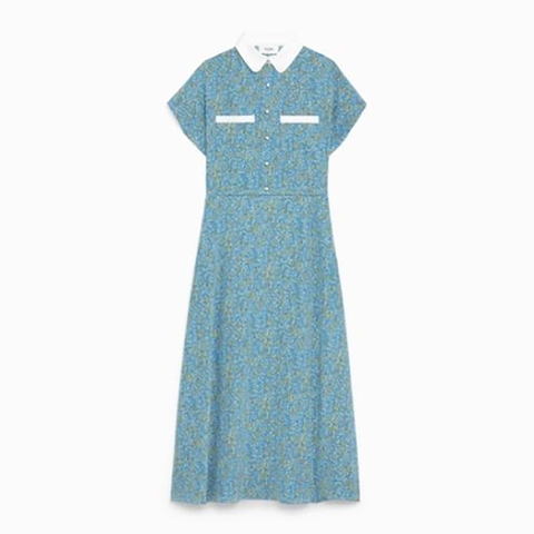 Váy Celine Preppy Dress in Crepe DE Chine-Blue