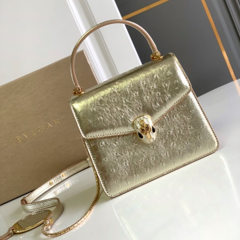 TÚI BULGARI SERPENTI FOREVER CALFSKIN OSTRICH GOLD HIGH CLASSY