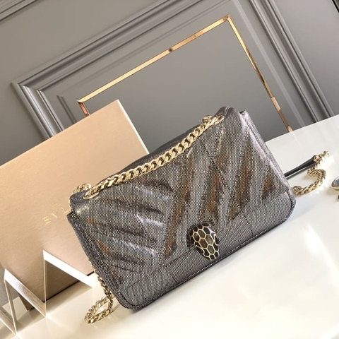 TÚI BULGARI SERPENTI FOREVER CABOCHON GRAY HIGH CLASSY DA RẮN NƯỚC