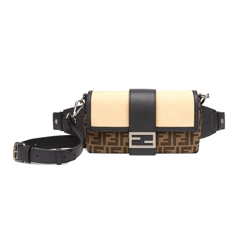 TÚI Fendi Women Baguette Brown Fabric Bag-Black