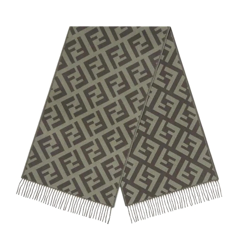 KHĂN Fendi Women FF Scarf Green Cashmere Scarf