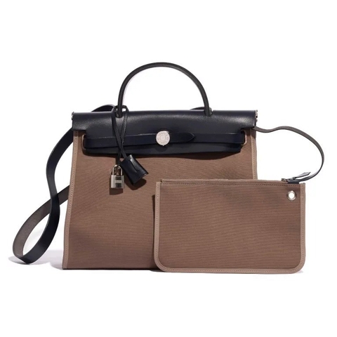 TÚI Hermès Herbag 31 Canvas Vache Hunter Etoupe  Blue Indigo