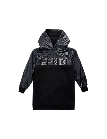 ÁO FENDI Brand-embroidered cotton-jersey and woven-blend dress 8-14 years