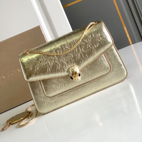 TÚI BULGARI SERPENTI FOREVER CALFSKIN OSTRICH GOLD HIGH CLASSY