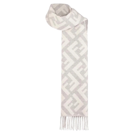 KHĂN Fendi Women Long Scarf with Fringed Edges-Silver