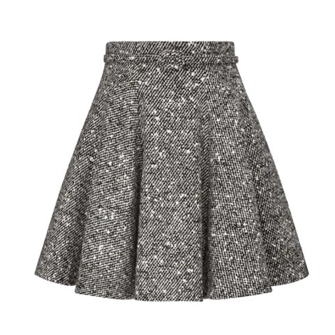 Chân váy Dior Short Skirt Black and White Wool and Silk Mouline