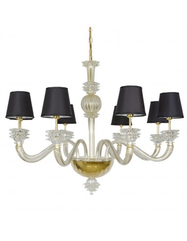 ĐÈN CHÙM Saha Luxury Murano glass chandelier with black lampshade