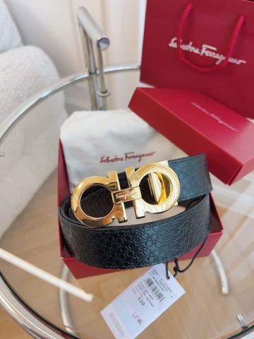 DÂY LƯNG Salvatore Ferragamo Adjustable Gancini Belt Khóa vàng