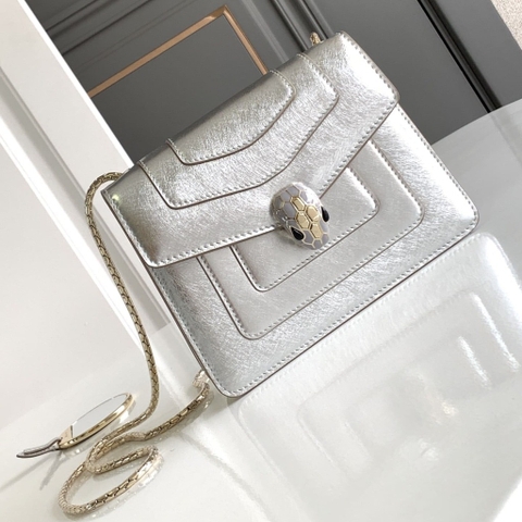TÚI BULGARI SERPENTI FOREVER CALFSKIN SILVER HIGH CLASSY