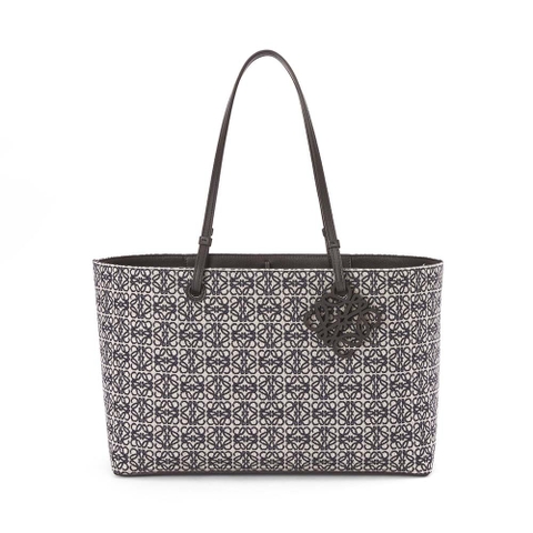 TÚI LOEWE East West bằng vải Jacquard Anagram và da bê - Đen