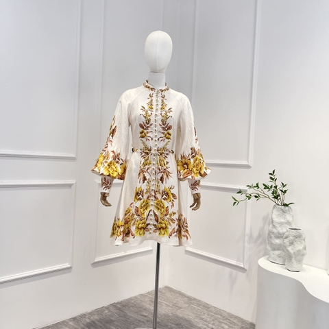 VÁY ZIMMERMANN COLORFUL YELLOW FLOWER MID DRESS High Classy