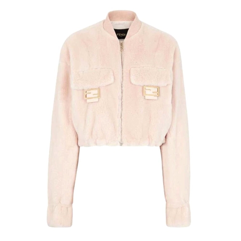 ÁO Fendi Women Pink Mink Bomber Jacket