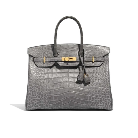 TÚI Hermès Birkin 35 Matte Alligator Graphite Gold Buckle khóa vàng