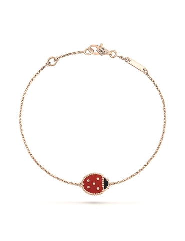 Lắc tay VAN CLEEF & ARPELS Lucky Spring 18ct rose gold, carnelian and onyx bracelet 18K GOLD