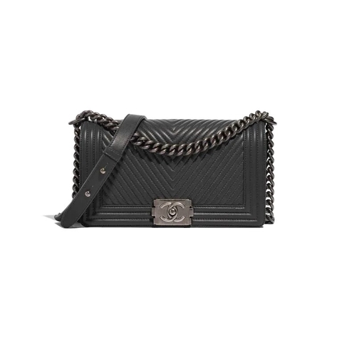 TÚI Chanel Boy Medium Lamb Dark Grey