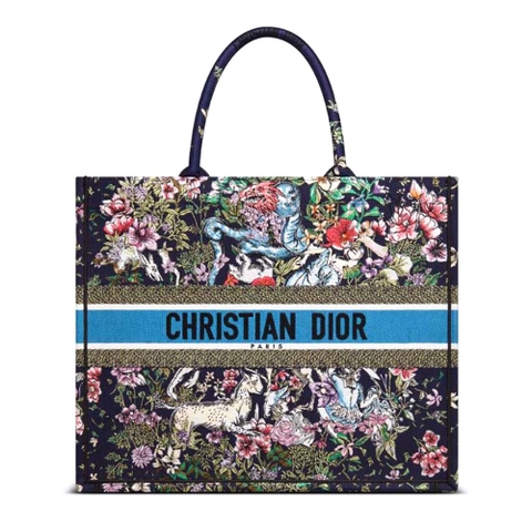 TÚI Dior Women Large Dior Book Tote Blue Multicolor D-Constellation Embroidery