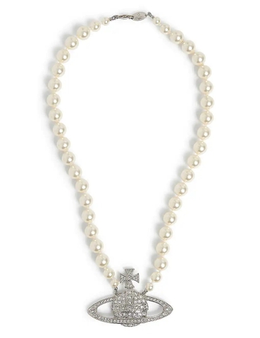 Dây chuyền VIENNE WESTWOOD JEWELLERY Man Bas Relief brass, Swarovski pearl and cubic zirconia necklace