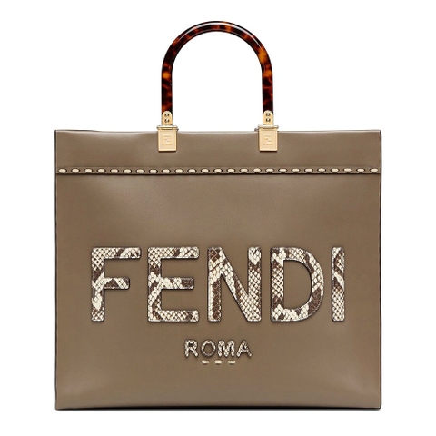 TÚI Fendi Women Sunshine Medium Gray Leather and Elaphe Shopper