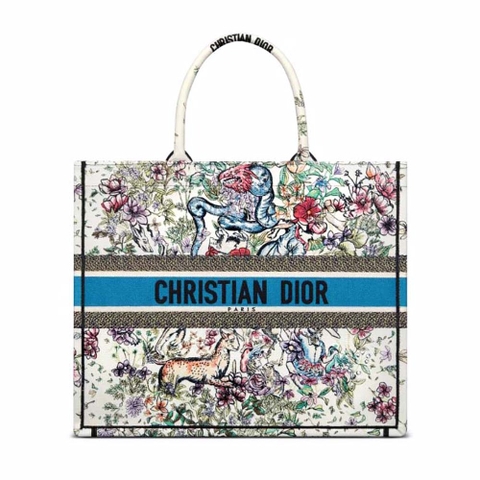 TÚI Dior Women Large Dior Book Tote Latte Multicolor D-Constellation Embroidery