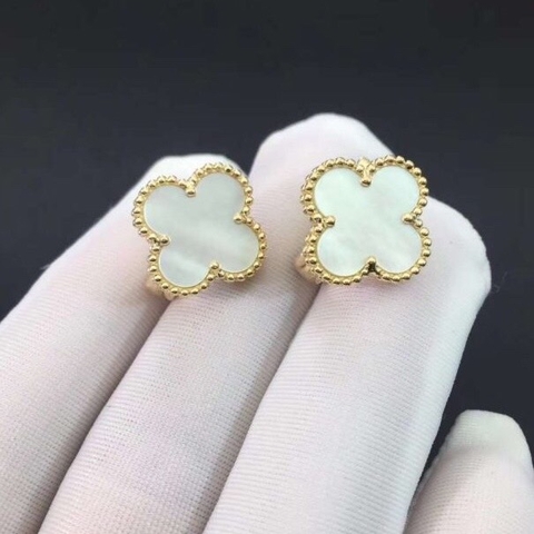 KHUYÊN TAI VAN CLEEF & ARPELS ALHAMBRA M.O.P 15MM GOLD 18K YELLOW GOLD