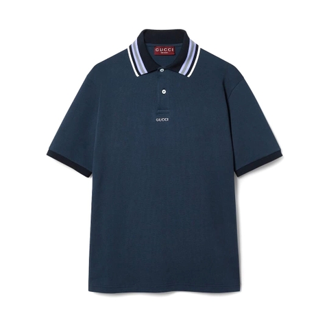 ÁO GUCCI LOGO POLO SHIRT BLUE