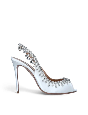 GIÀY AQUAZZURA Temptation crystal-embellished satin heeled sandals