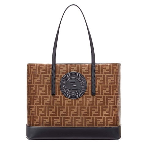 TÚI Fendi Women Shopping Logo Leather Shopper-Black