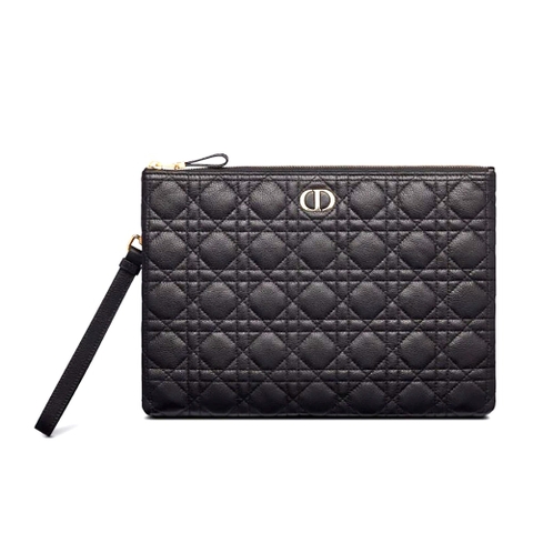 TÚI Dior Women Large Dior Caro Daily Pouch Cannage Calfskin-Black
