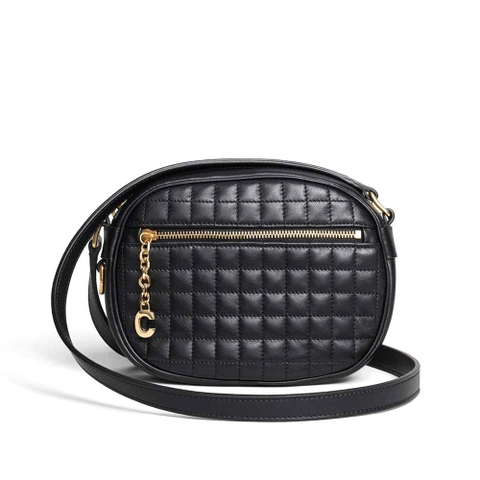TÚI Celine Women Small C Charm Bag in Quilted Calfskin-Black
