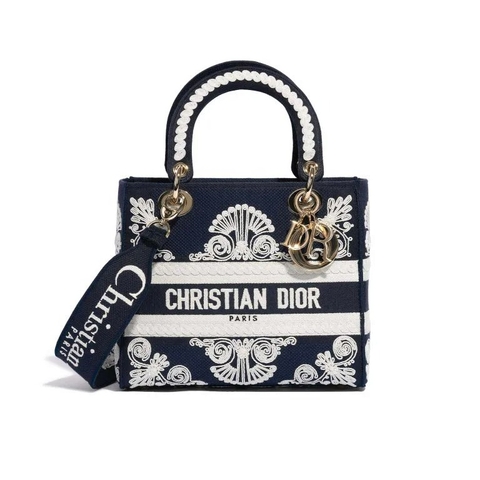TÚI Dior Lady D-Lite Medium Canvas Blue  White