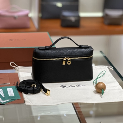 TÚI Loro Piana Women Extra bằng da bê màu đen 19