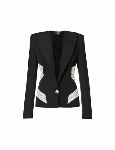 ÁO BALMAIN Rhinestone-embellished single-breasted wool jacket