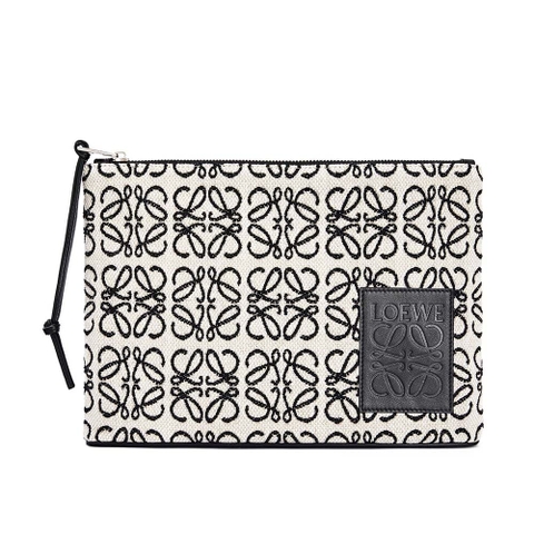 TÚI LOEWE hình chữ nhật bằng vải Jacquard và da bê màu đen