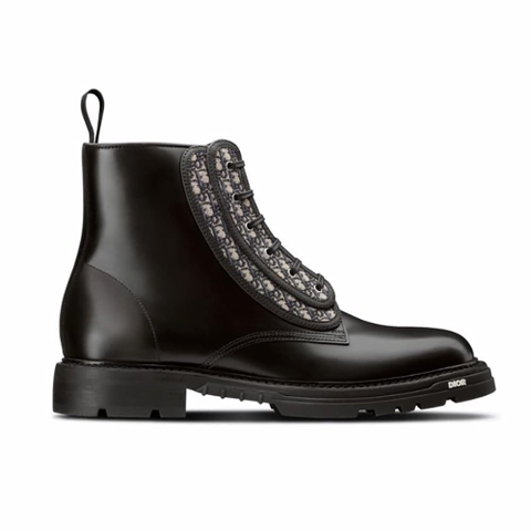 GIÀY DIOR Explorer II Laced Ankle Boot Black Polished Calfskin