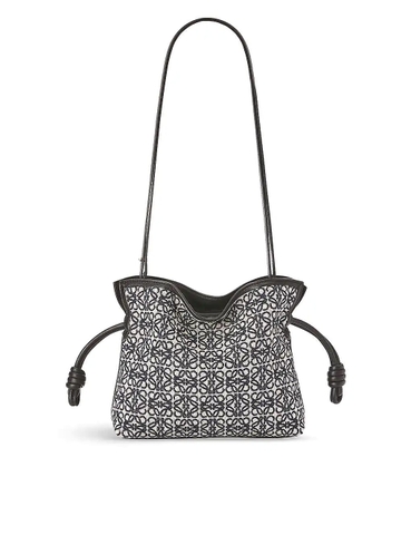 VÍ LOEWE Flamenco mini jacquard and leather clutch bag