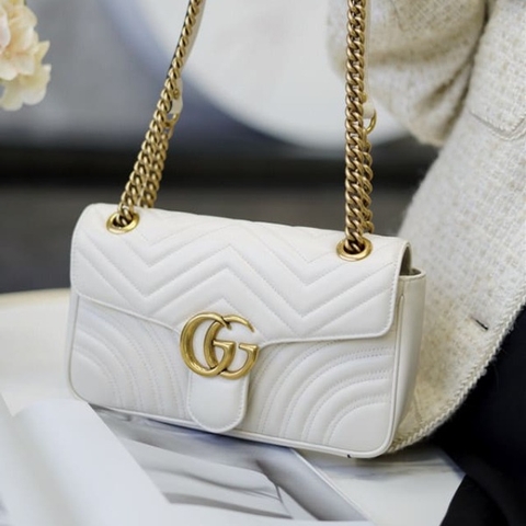 TÚI Gucci Marmont small matelasse shoulder bag white Top Quality