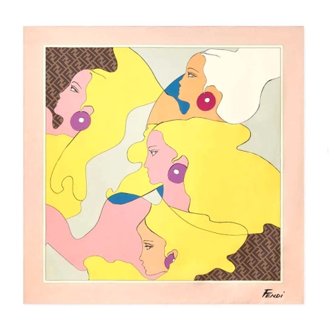 KHĂN Fendi Women Show Foulard Multicolor Silk Foulard-Yellow