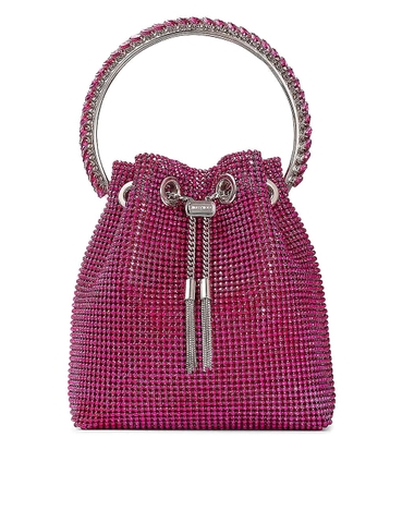 TÚI JIMMY CHOO Bon Bon crystal-embellished satin top-handle bag
