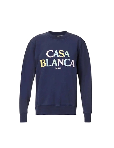 ÁO CASABLANCA Logo-appliqué relaxed-fit organic-cotton sweatshirt