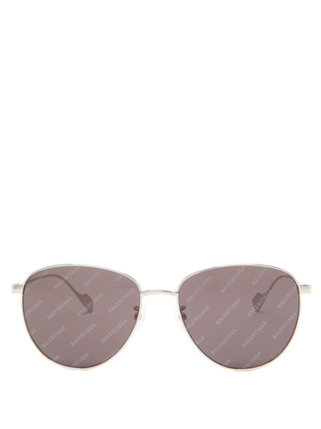 BALENCIAGA Logo-print round metal sunglasses