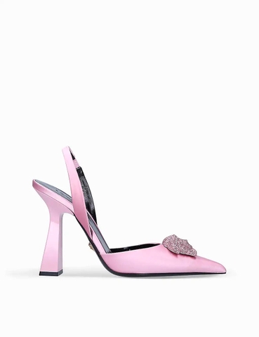 GIÀY VERSACE La Medusa crystal-embellished satin courts