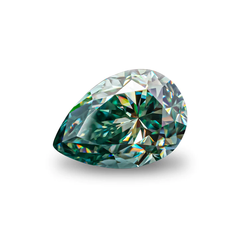 KIM CƯƠNG Pear Cut Natural Light Green Loose Moissanite Stone