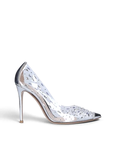 GIÀY GIANVITO ROSSI Halley crystal-embellished PVC and leather courts