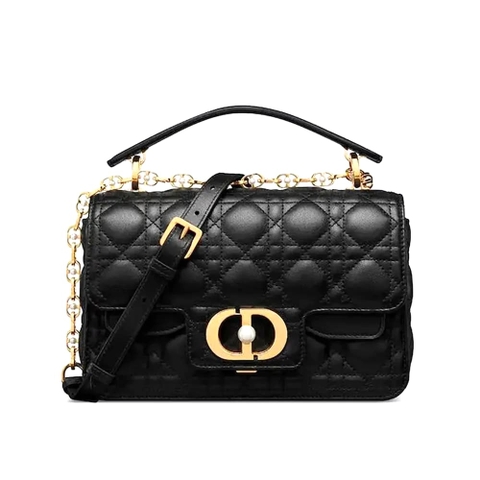 TÚI DIOR Small Dior Jolie Top Handle Bag Black Cannage Calfskin